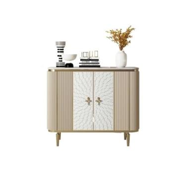 Imagem de Sapateira armário de madeira para entrada, corredor, sala de estar 120 cm porta dupla armário de armazenamento de sapatos com 4 prateleiras, armário de prateleira de sapato marrom para armário