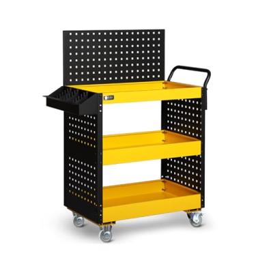 Imagem de Carrinho multifuncional com gaveta, organizador de armazenamento resistente, carrinho de serviço industrial utilitário com rodízios e sistema de bloqueio, ideias de presente de garagem para garagem