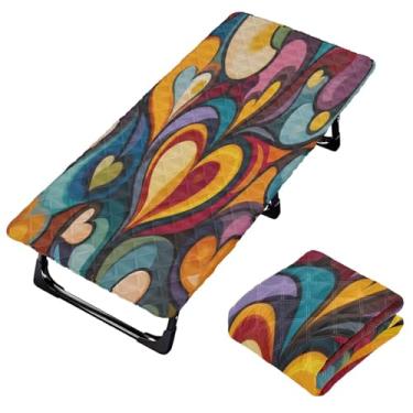 Imagem de Burbuja Lençol de berço colorido de coração para crianças, lençol de cochilo acolchoado portátil com faixa elástica para meninas e meninos, lavável na máquina, 63,5 x 127 cm