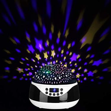 Imagem de KIMISS Lâmpada de Projeção de Padrão Estrela Com Controle Remoto - Luz Noturna Ambiente Colorida Com 8 Modos de Luz e Música para Relaxamento e Decoração