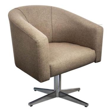 Imagem de Poltrona Luiza Linho Marrom Base Metal - Amarena Móveis