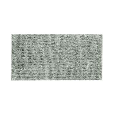 Imagem de Tapete Antiderrapante Cinza Fio Prateado Banheiro 60x120cm