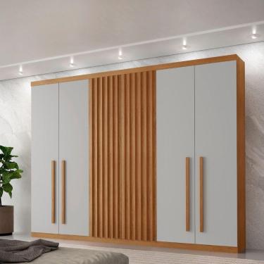 Imagem de Guarda Roupa Casal Kiev 100% Mdf 6 Portas E 4 Gavetas Naturalle/off White