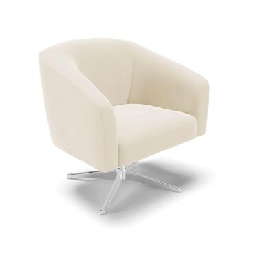 Imagem de Cadeira Sala De Jantar Giratória Base Cromada Stella Veludo D03 - D\'rossi Cor Bege