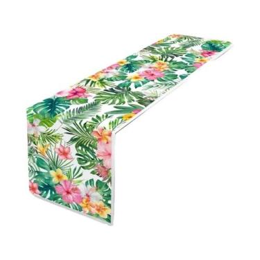 Imagem de Caminho De Mesa Floral Havaiano Flamingo Para Crianças, Decoração Trop