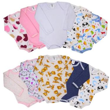 Imagem de Moletinho Saída Maternidade Bebê Kit 3 Body Longo Inverno - Tanran Bab