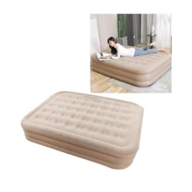 Imagem de Colchão Inflável Casal Premium + Bomba Elétrica Embutida 220V - Ômega,