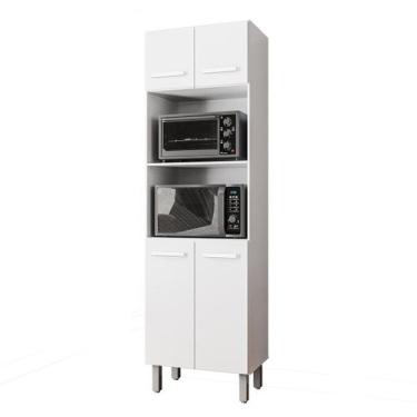 Imagem de Paneleiro Alto com Nicho Micro-Ondas 4 Portas Lara Branco - Moblis Móv