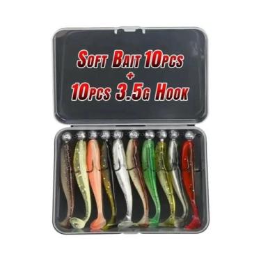 Imagem de Kit De Iscas Macias 10PCS 6.5cm T Tail Worm 10PCS Anzóis Jigging Head 