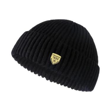 Imagem de Gorro De Lã Tricotado Para Homens, Cor Sólida, Estilo De Rua Para Casa