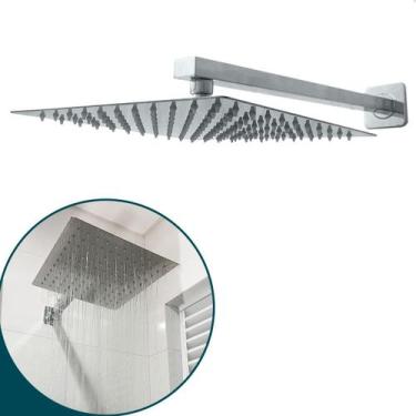 Imagem de Ducha Chuveiro Slim Quadrado 30x30 Aço Inox Para Aquecedor Elétrico Gá