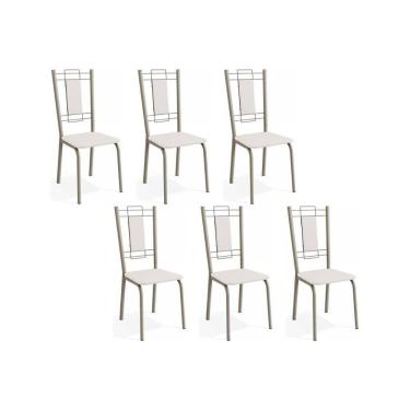 Imagem de Cadeiras de Cozinha Florença C005 Kit 6 Un Niquel/Branco 106 - Kappesberg