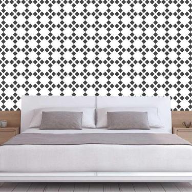 Imagem de Papel Parede Quadrados E Triângulos Preto Geométrico Adesivo