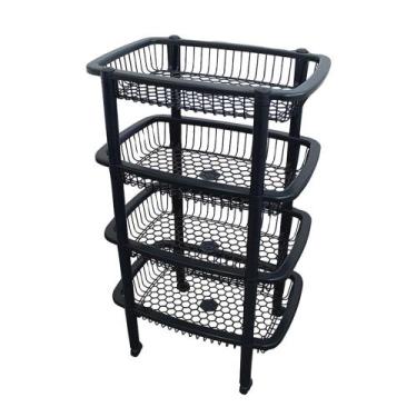 Imagem de Fruteira de Chão Tripla Cazza Ret Mix Home Preta - Casa & Video, UNICA