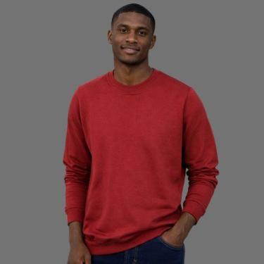 Imagem de Blusa Moletom Manga Longa Gola Careca Canelada Malwee, G, Vermelho