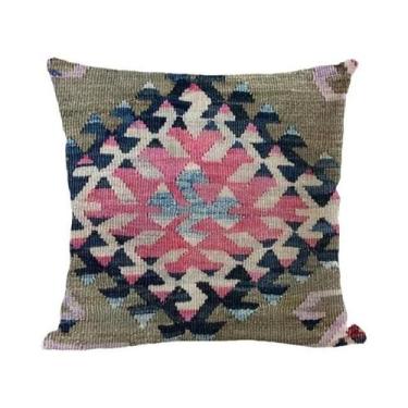 Imagem de Capa De Almofada De Linho Multicolorida 45x45cm Com Estampa Geométrica