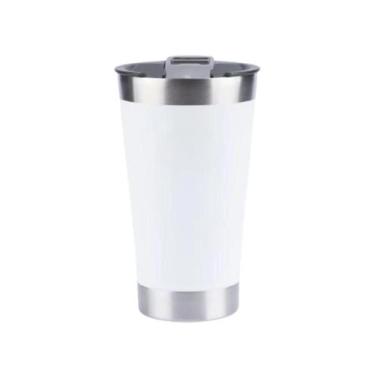 Imagem de Copo Térmico Cerveja Chopp Inox Com Tampa Abridor 480ml Xtuned, Branco