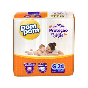 Imagem de Fralda Descartável Infantil Pom Pom Protek, G, 24