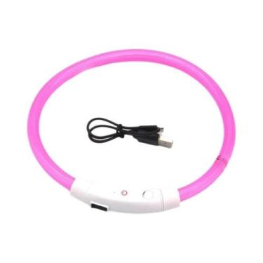 Imagem de Coleira De Cão Com LED De Fibra Óptica Recarregável Por USB, Luminosa 