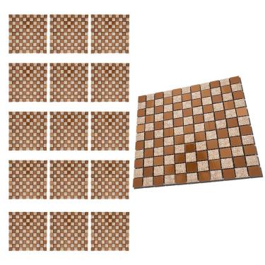 Imagem de Pastilha De Vidro Adesiva Kit 15 Uni Parede Banheiro Cozinha Lavabo Sala Moderna Reforma Requintado Facil Aplicacao