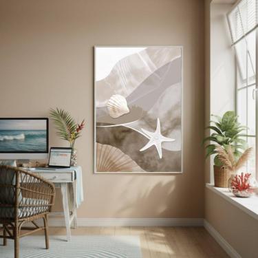 Imagem de Quadro Decorativo Concha E Estrela Do Mar-70x50cm
