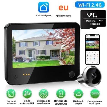 Imagem de Câmera De Porta Inteligente Tuya Com Wi-Fi 6000mAh, Vídeo Porteiro, Vi