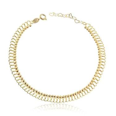 Imagem de Tornozeleira Folheada a Ouro Malha Rendada com Bolinhas - Radhau Joias