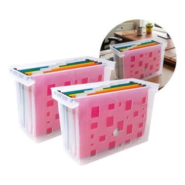Imagem de Kit 2 Arquivo Móvel Estreito Com 6 Pastas Suspensas Coloridas Dello