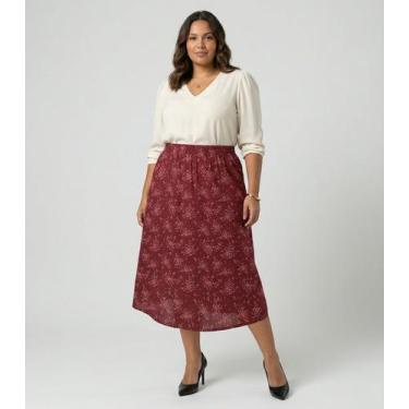 Imagem de Saia Midi Estampada Plus Size Secret Glam Vermelho, Plus G4, Vermelho