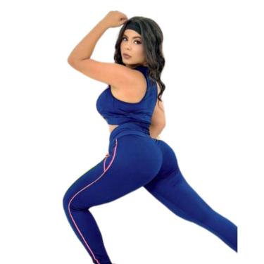 Imagem de Conjuntos Calça Legging E Top Roupas Feminina Academia-Feminino