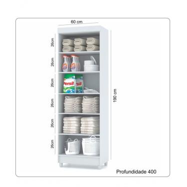 Imagem de Armário Multiuso Dispensa 2 Portas 4 Prateleiras MDP 60CM Branco