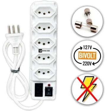 Imagem de Filtro de Linha 5 Tomadas Preto ou Branco Régua 110/220v Bivolt Univer