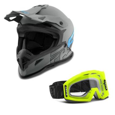 Imagem de Kit Capacete Pro Tork Fast 788 Grey Fosco + Óculos Pro Tork Blast Fluo