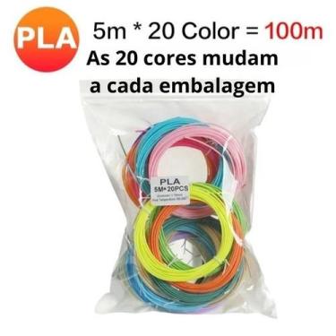Imagem de Refil 20 Cores de Filamentos Para Caneta 3d PLA 5M Total 100 - MIKAELA