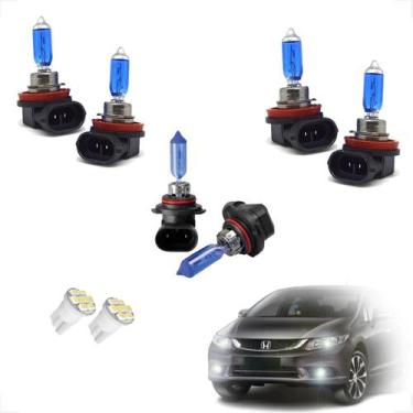 Imagem de Kit de Lâmpadas Halógena Super Branca Farol Baixo H11 Alto HB3 e Milha