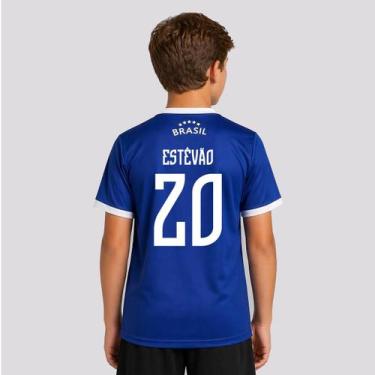Imagem de Camisa Brasil Canarinho Juvenil Azul 20 Estêvão - Balboa, 6 ANOS
