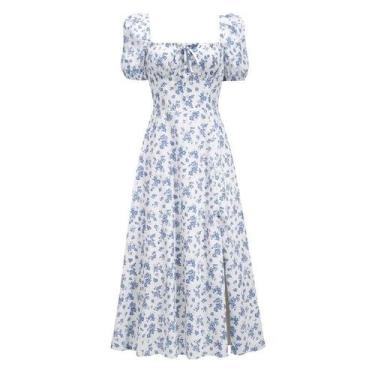 Imagem de Vestido Feminino Vintage Floral Com Ombros Descobertos E Babados, Eleg