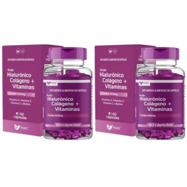 Imagem de Kit 2x Ácido Hialurônico com Colágeno + Vitaminas - 60 Cápsulas / 500m