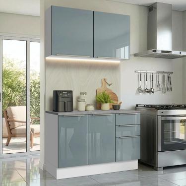 Imagem de Armário de Cozinha Compacta 120 x 60 cm Branco/Cinza Lux Madesa 02