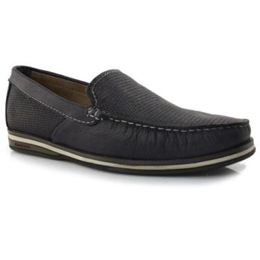 Imagem de Mocassim Masculino de Couro Democrata, Azul, 40