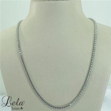 Imagem de Corrente chocker em rivieiras folheado a ródio branco - LELA JOIAS, 36