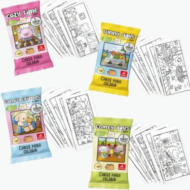 Imagem de Cards para Colorir Colecionáveis Comfy&Cozy - 6 Desenhos Sortidos