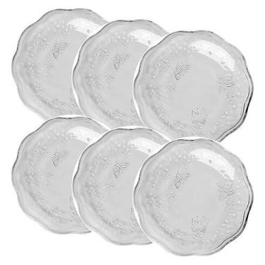 Imagem de Conjunto 6 Pratos Sobremesa New Butterfly Cristal 20cm 220863 - Lyor -