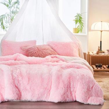 Imagem de Conjunto de edredom Joyreap Plush Shaggy Faux Fur Full/Queen Pink