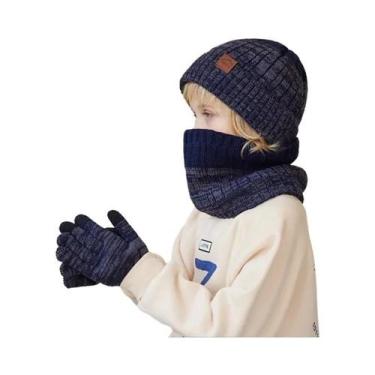 Imagem de Conjunto De Chapéu De Inverno Para Crianças, Forro De Pelúcia, Cacheco