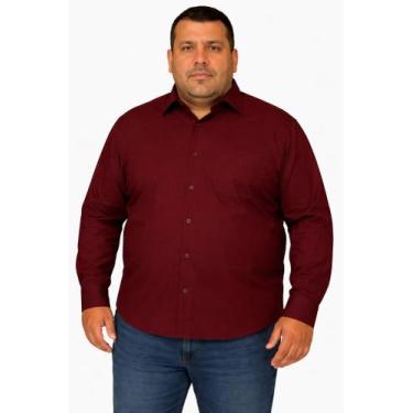 Imagem de Camisa Masculina Plus Size Tricoline Manga Longa com Bolso Preto Caw, 