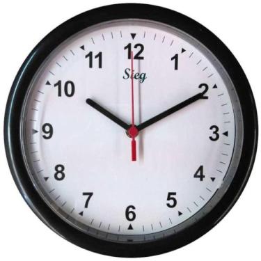 Imagem de Relógio Redondo Preto Fundo Liso 24Cm - Sieg