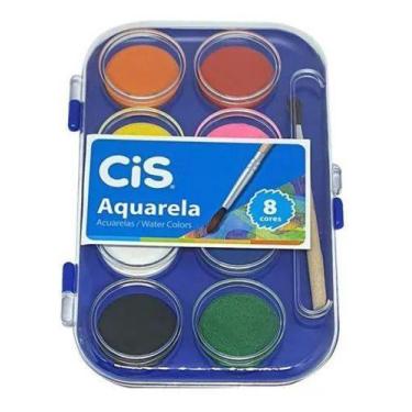 Imagem de Kit Tinta Aquarela Cis - Estojo com 8 Cores e 1 Pincel