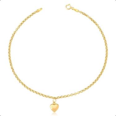 Imagem de Tornozeleira Ouro 18k Elo Português com Coração - Paulistana Joias