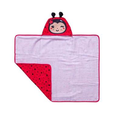 Imagem de Toalha de banho bebê estampada c/ capuz e forro de fralda bichinhos - 
